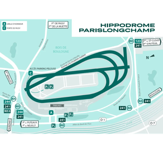 Carte de l'Hippodrome ParisLongchamp